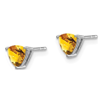 14K White Gold 5mm Citrine Trillion Stud Earrings – view 2