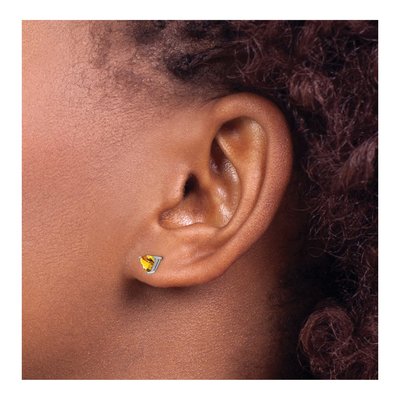 14K White Gold 5mm Citrine Trillion Stud Earrings – view 3