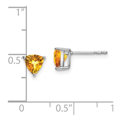 14K White Gold 5mm Citrine Trillion Stud Earrings – view 4