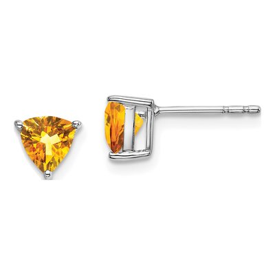 14K White Gold 5mm Citrine Trillion Stud Earrings