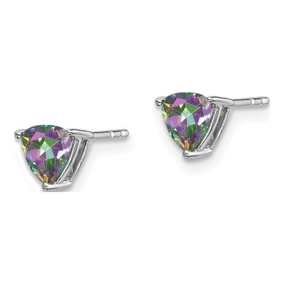 14K White Gold 5mm Mystic Fire Topaz Trillion Stud Earrings – view 2