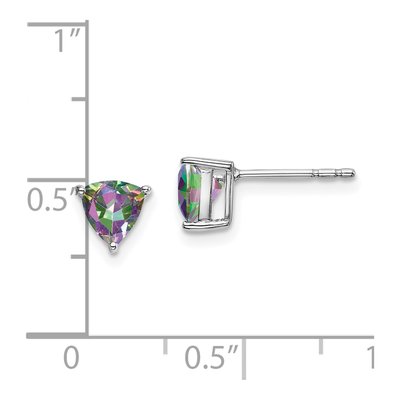 14K White Gold 5mm Mystic Fire Topaz Trillion Stud Earrings – view 4