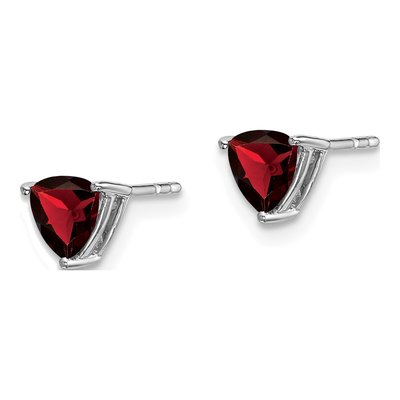 14K White Gold 5mm Garnet Trillion Stud Earrings – view 2