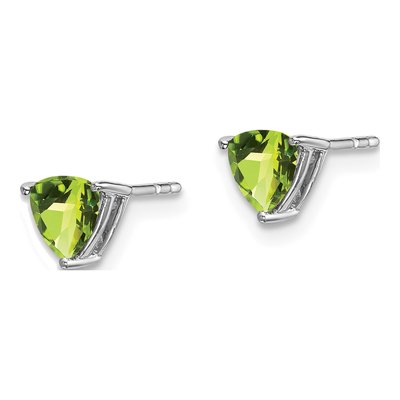 14K White Gold 5mm Peridot Trillion Stud Earrings – view 3