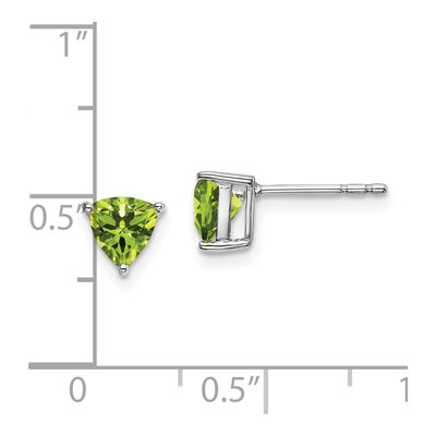 14K White Gold 5mm Peridot Trillion Stud Earrings – view 5