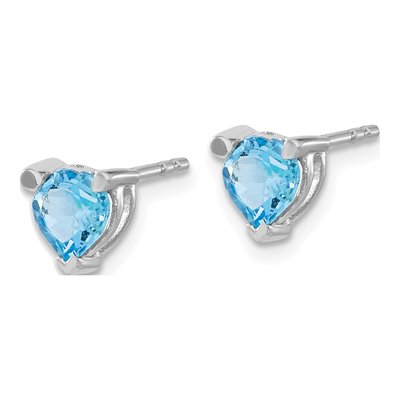 14K White Gold 6mm Swiss Blue Topaz Heart Stud Earrings – view 2