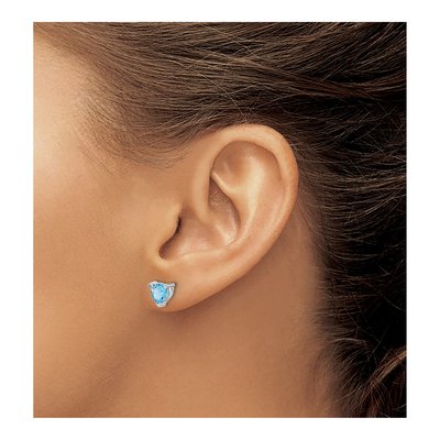 14K White Gold 6mm Swiss Blue Topaz Heart Stud Earrings – view 3