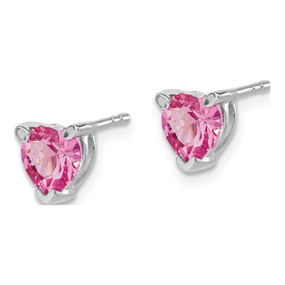 14K White Gold Heart Lab-Created Pink Sapphire Stud Earrings – view 2