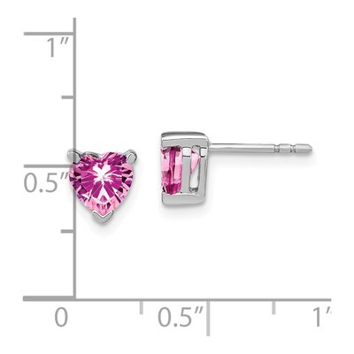 14K White Gold Heart Lab-Created Pink Sapphire Stud Earrings – view 4