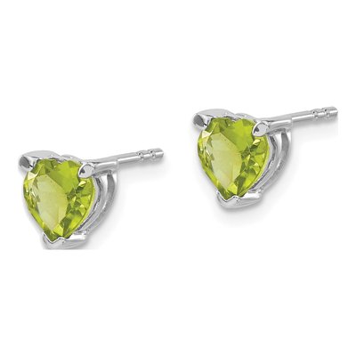 14K White Gold Heart Peridot Post Earrings – view 2