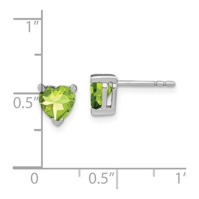 14K White Gold Heart Peridot Post Earrings – view 4