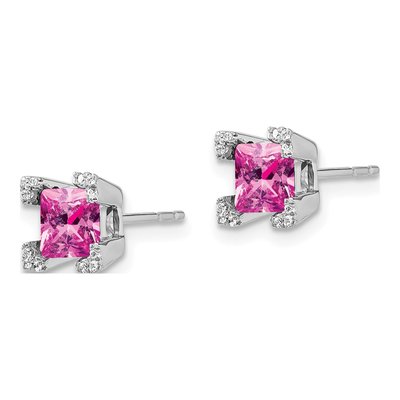 14K White Gold 1/15 ct tw 5mm Princess Diamond Stud Earrings – view 2