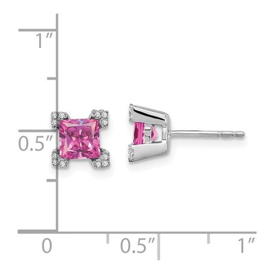 14K White Gold 1/15 ct tw 5mm Princess Diamond Stud Earrings – view 4