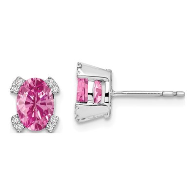 14K White Gold 1/15 ct tw Oval Diamond Stud Earrings