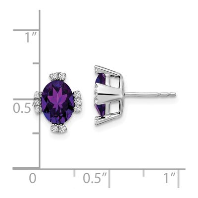 14K White Gold 0.16 ct tw Amethyst & Diamond Oval Stud Earrings – view 2
