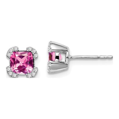 14K White Gold 1/10 ct tw 5.5mm Cushion Diamond Stud Earrings