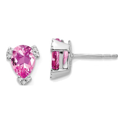 14K White Gold 1/20 ct tw Pear Diamond Stud Earrings