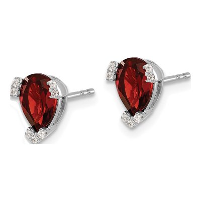 14K White Gold 1/20 ct tw Garnet & Diamond Pear Stud Earrings – view 2