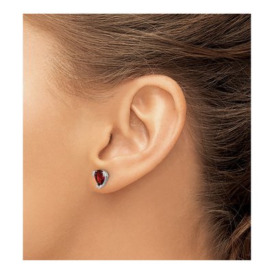 14K White Gold 1/20 ct tw Garnet & Diamond Pear Stud Earrings – view 3