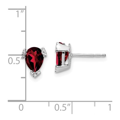 14K White Gold 1/20 ct tw Garnet & Diamond Pear Stud Earrings – view 4