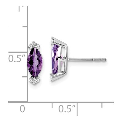 14K White Gold 1/20 ct tw Amethyst & Diamond Marquise Stud Earrings – view 4