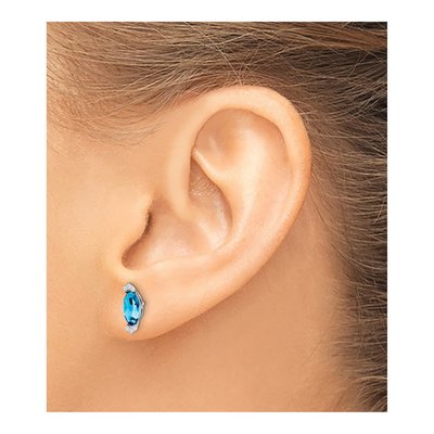 14K White Gold 1/20 ct tw Swiss Blue Topaz & Diamond Marquise Stud Earrings – view 3
