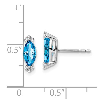 14K White Gold 1/20 ct tw Swiss Blue Topaz & Diamond Marquise Stud Earrings – view 4
