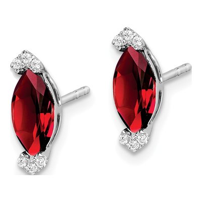 14K White Gold 1/20 ct tw Garnet & Diamond Marquise Stud Earrings – view 2