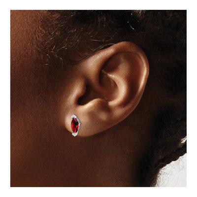 14K White Gold 1/20 ct tw Garnet & Diamond Marquise Stud Earrings – view 3