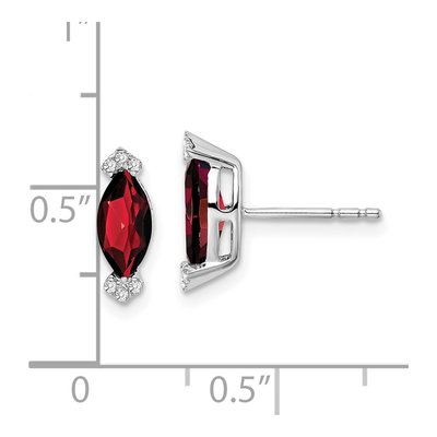 14K White Gold 1/20 ct tw Garnet & Diamond Marquise Stud Earrings – view 4
