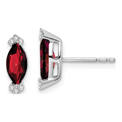 14K White Gold 1/20 ct tw Garnet & Diamond Marquise Stud Earrings