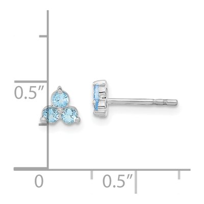 14K White Gold 2.3mm Round Swiss Blue Topaz Triangle Stud Earrings – view 4