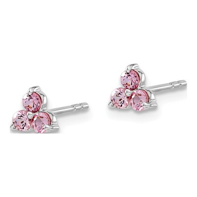 14K White Gold Lab-Created Pink Sapphire Triangle Stud Earrings – view 2