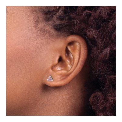14K White Gold Lab-Created Pink Sapphire Triangle Stud Earrings – view 3