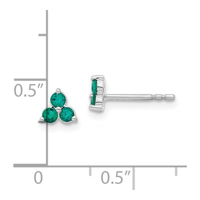 14K White Gold 2.3mm Round Lab-Created Emerald Triangle Stud Earrings – view 4