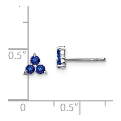 14K White Gold 2.3mm Round Lab-Created Sapphire Triangle Stud Earrings – view 4