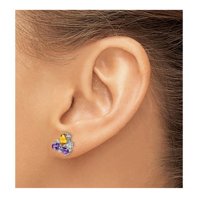 14K White Gold 1/8 ct tw Citrine & Amethyst Pear Oval Stud Earrings – view 3