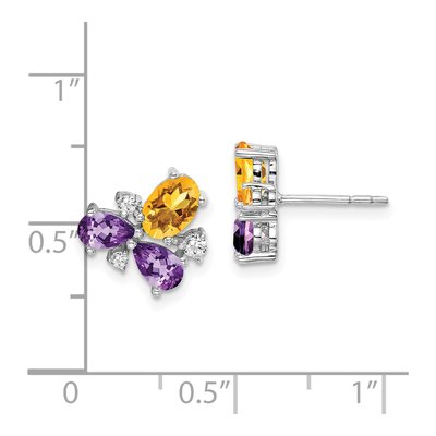 14K White Gold 1/8 ct tw Citrine & Amethyst Pear Oval Stud Earrings – view 4
