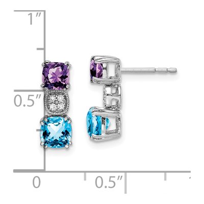 14K White Gold Amethyst & Swiss Blue Topaz Dangle Earrings – view 4