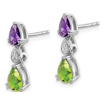 14K White Gold Peridot & Amethyst Pear Dangle Earrings – view 2