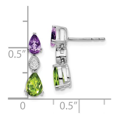 14K White Gold Peridot & Amethyst Pear Dangle Earrings – view 4