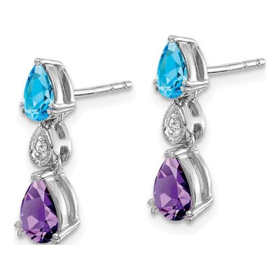 14K White Gold Amethyst & Swiss Blue Topaz Dangle Earrings – view 2