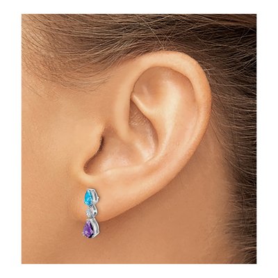 14K White Gold Amethyst & Swiss Blue Topaz Dangle Earrings – view 3