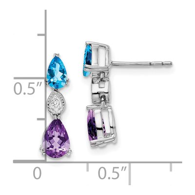 14K White Gold Amethyst & Swiss Blue Topaz Dangle Earrings – view 4