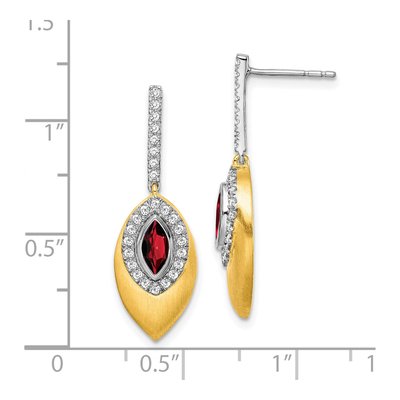 14K Two-Tone Gold 0.31 ct tw Garnet & Diamond Marquise Dangle Earrings – view 4