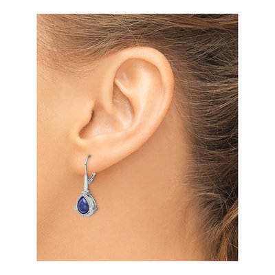 14K White Gold 1/8 ct tw Diamond Leverback Earrings – view 3