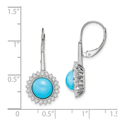 14K White Gold 5/8 ct tw Turquoise & Diamond Halo Leverback Earrings – view 4