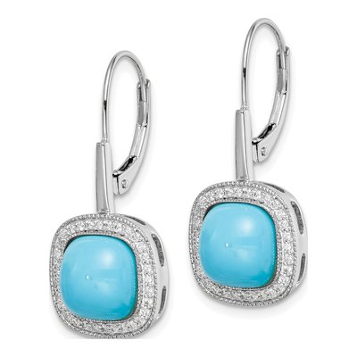 14K White Gold 1/4 ct tw Turquoise & Diamond Leverback Earrings – view 2