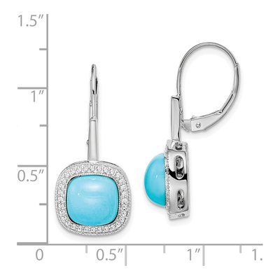 14K White Gold 1/4 ct tw Turquoise & Diamond Leverback Earrings – view 4