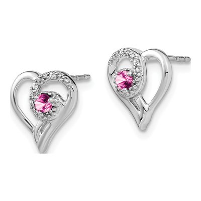 14K White Gold 2.5mm Round Diamond Heart Stud Earrings – view 2